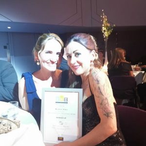 SME Northampton Business Awards Jo and Ciara with the certificate